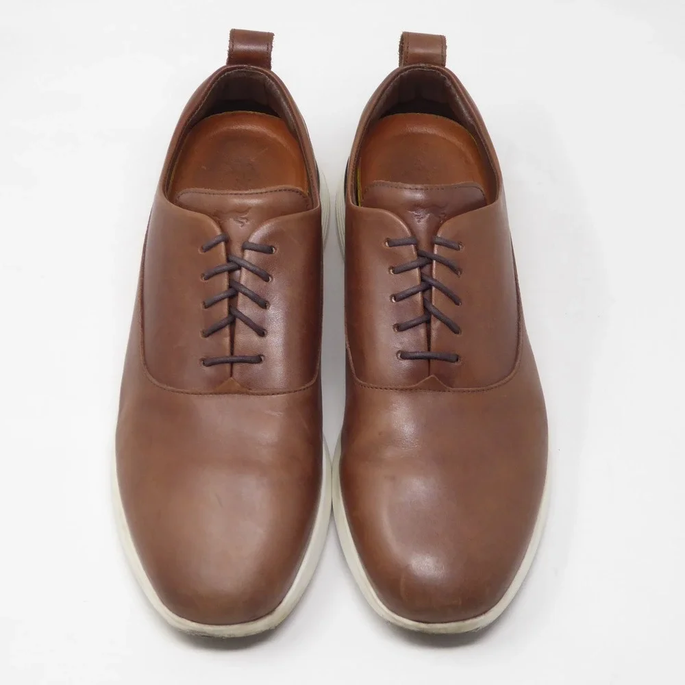 Wolf & Shepherd Mens Crossover Longwing Derby Shoes Brown Leather Lace Up Size 9
